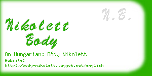 nikolett body business card