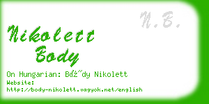 nikolett body business card